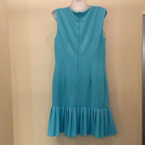 Sandra Darren Aqua Keyhole Neck Midi Dress - Picture 8 of 15